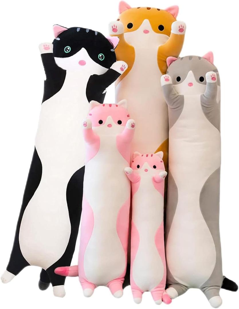 Long Cat Plush Pillow Soft Cat Hugging Pillow Stuffed Animal Pillow Cute Kitty Throw Pillow Gift for Boys Girls(90cm/35.43inch,Yellow