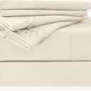 LONAVA California King Size Sheet Set - 6 Piece Hotel Luxury Wrinkle-Free Microfiber Sheet, Oeko-TEX Certified, Breathable & Elastic, 16" Deep Pockets, Cream