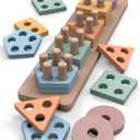 GOPO TOYS Montessori Toys for 1+ Year Old  Wooden Shape Sorter & Stacking Puzzle  Toddler Learning, Fine Motor Skills & Developmental Toy for Boys & Girls