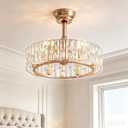 20'' Modern Caged Crystal Ceiling Fans with Lights Remote, Rose Gold, 19.7 Inch