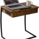 Hadulcet C Table End Table with Charging Station, TV Tray Table, Couch Tables That Slide Under, C Shaped Side Table with Storage, Laptop Stand for Couch, Small Table Couch Desk for Small Spaces (25.6")
