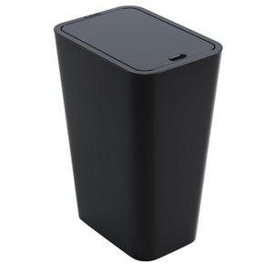 12L Black Covered Bathroom Trash Can,Office Trash Cans for Near Desk,Slim Bedroom Cute Small Trash Can,3.17Gallon Plastic Pet/Dog Proof Bathroom Garbage Can,Thin Waste Basket for Room,Kitchen Trashcan