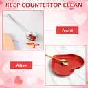 3 Pcs Red Heart Shaped Spoon Rest Mother's Day 5 Inch Heart Ceramic Spoon Holder Cooking Utensil Rest for Stove Top Spatula Kitchen Counter Dining Cute Birthday Mother's Day