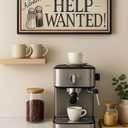 Funny Kitchen Sign Wall Decor, Help Wanted Sign, Coffee Bar Sign, Rustic Farmhouse Kitchen Decor, Vintage Wooden Kitchen Sign, Coffee Station Decor, Funny Kitchen Wall Art, Gift for Coffee Lovers.