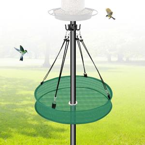 Lettry 20'' Bird Seed & Shell Catcher Tray for Bird Feeder Platform, Green Birdseed Hoop Hanging from Birds Feeder Pole for Outdoor Garden Backyard (2)