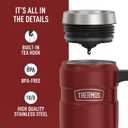 THERMOS Stainless King Vacuum-Insulated Travel Mug with Handle - 16oz, Rustic Red - Thermos Tumbler for Hot & Cold Drinks - Leak-Proof & Sweat-Proof Stainless Steel Coffee Mug with Lid for Commuting