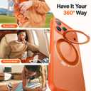 TORRAS Upgrade 360 Magnetic Stand for iPhone 17 PRO Case with Camera Control Button, Fit for MagSafe, Mil-Grade Protection, Slim Soft Edge Translucent Back for iPhone 17Pro 6.3 inch, Orange