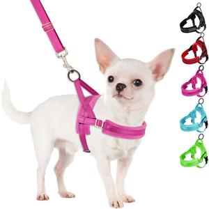 SlowTon No Pull Small Dog Harness and Leash Set, Puppy Soft Vest Harness Neck & Chest Adjustable, Reflective Lightweight Harness & Anti-Twist Pet Lead Combo for Small Medium Dogs (Fuchsia, XXS) (XX-Small (Chest 11.5-15.0"))
