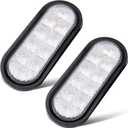 2x 6 Oval Clear LED Trailer Tail Lights 10LED Waterproof Turn Signals Trailer Lights w/Grommet Plug for Truck RV Boat Bus Lorry Camper Van Caravan