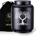 Cremation Urn for Adult Male Ashes - 200 Cubic Inches Stainless Steel Urn, Tree of Life Design for Funeral, Burial or Home Memorial with Velvet Bag