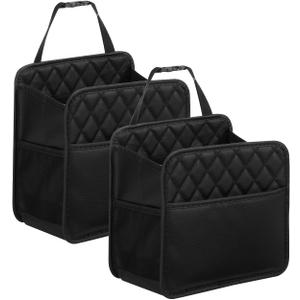 LXUNYI Car Organizer Back Seat, 2 Pack Waterproof Pu Leather Car Seat Storage Bag Large Foldable Universal Hanging Car Seat Back Organizer for Kids & Adults with Cup Holders Car Travel Accessories