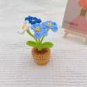 Mini Potted Artificial Plants Crochet Handmade Kintting Flowers for Office Desk Decor and Shelf Decor- for Gift, Birthday, Ideas for Valentine's Day (Forget-Me-Not)