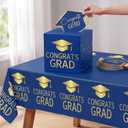 2 x Tenceur Navy Blue and Gold Graduation Party Decorations Set 2026 Graduation Card Box Tablecloth and 50 Pack Advice Cards for Guests Welcome Table Graduate Party Favors Decor Supplies Gifts