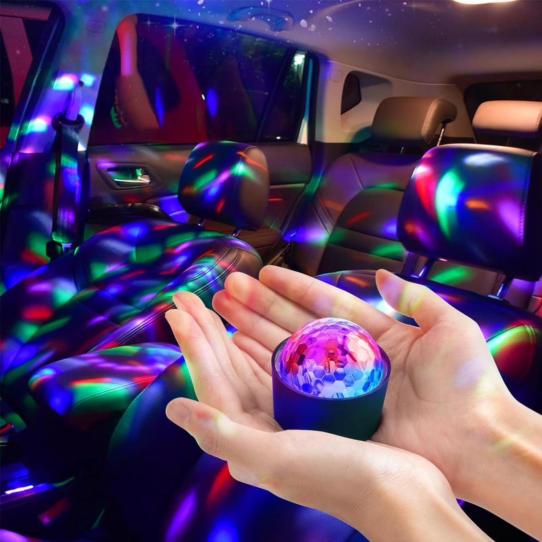 Disco Ball for Car Disco Lights with Sound Activated Multicolor Lights Mini Disco Ball DJ Disco Lights for Car Room Music Lights (Music Synchronization) (Type-C Port)