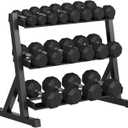 Premium Rubber Coated Hex Dumbbell Weight Set With Rack, Multiple Packages, 210LB/350LB/450LB/550LB for Home Gym, Coated Hand Weights for Strength Training, Workouts