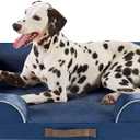 Friends Forever Orthopedic Dog Bed for Large Dogs, Waterproof Memory Foam Dog Sofa Bed L with Removable Washable Cover, Ally Navy, 35x25x6.5