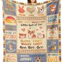 Ryubein Corgi Blankets 50" X 60", Corgi Gifts for Corgis Lovers, Corgis Gifts for Women Men Kids Girls Boys Adults, Christmas Birthday Cute Funny Blanket for All Ages