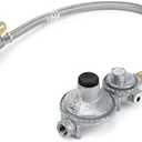 Stanbroil Vertical Two Stage Propane Regulator - 20" RV Propane Pigtail Stainless Steel Braided Hose with Gauge