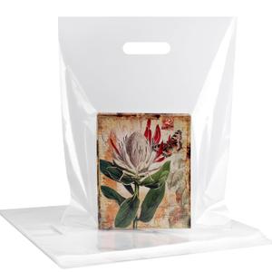 POPGIFTU Clear Plastic Bags with Handles 100 Pack, 12x15 Medium Merchandise Bags Bulk, Transparent Retail Shopping Bags for Clothing, Packaging, Stores