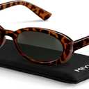 Miyya Old Money Polarized Oval Sunglasses 2025 Edition, UV400 Protection, Feather-Light Fit & Trendy Colors (Leopard/Green)