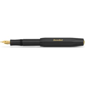 Kaweco CLASSIC SPORT Fountain Pen Black with 23 Carat Gold-Plated Steel Nib and Iridium Tip for Ink Cartridges I Sport Fountain Pen 13 cm I Nib: BB (Extra Broad)
