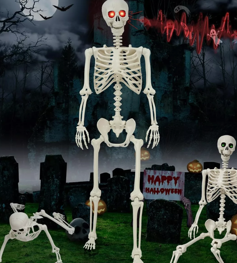 Likiyol 5.4Ft Halloween Skeleton Life for Skeleton Halloween Decor & Dog
