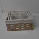 Household Essentials ML-5611 Set of Three Woven Wicker Storage Baskets with Removable Liners | Natural Seagrass,Brown (12x15.5) (10x13.5) (11.5x8 Inch)