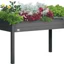 Outsunny Raised Garden Bed with Legs, 48" x 22" x 30", Elevated Wooden Planter Box, Self-Draining with Bed Liner for Vegetables, Herbs, and Flowers Backyard, Patio, Balcony Use, Dark Gray