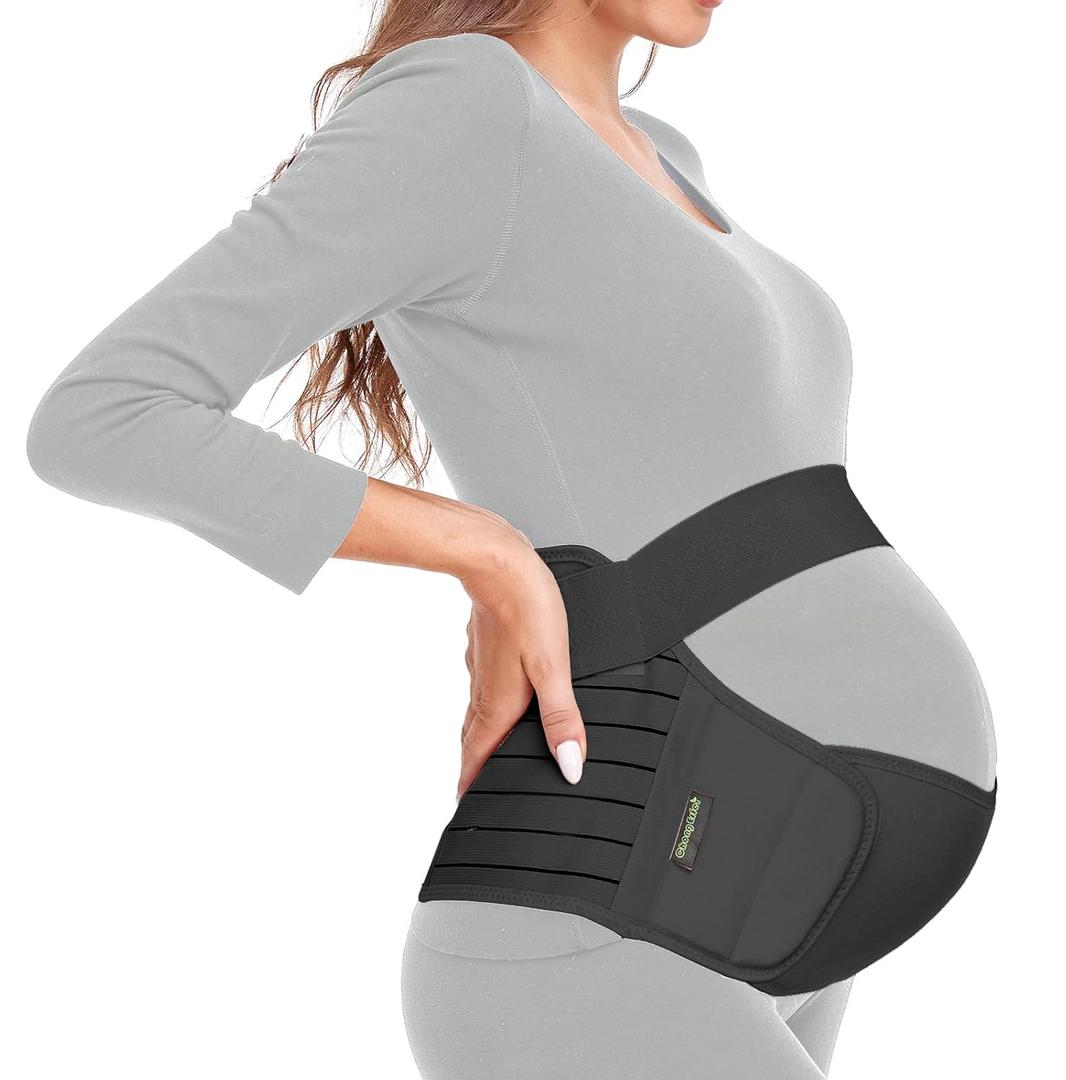 ChongErfei Maternity Belt, Pregnancy 3 in 1 Support Belt for Back/Pelvic/Hip Pain, Maternity Band Belly Support for Pregnancy Belly Support Band (L: Fit Ab 39.5"-51.3", Black)