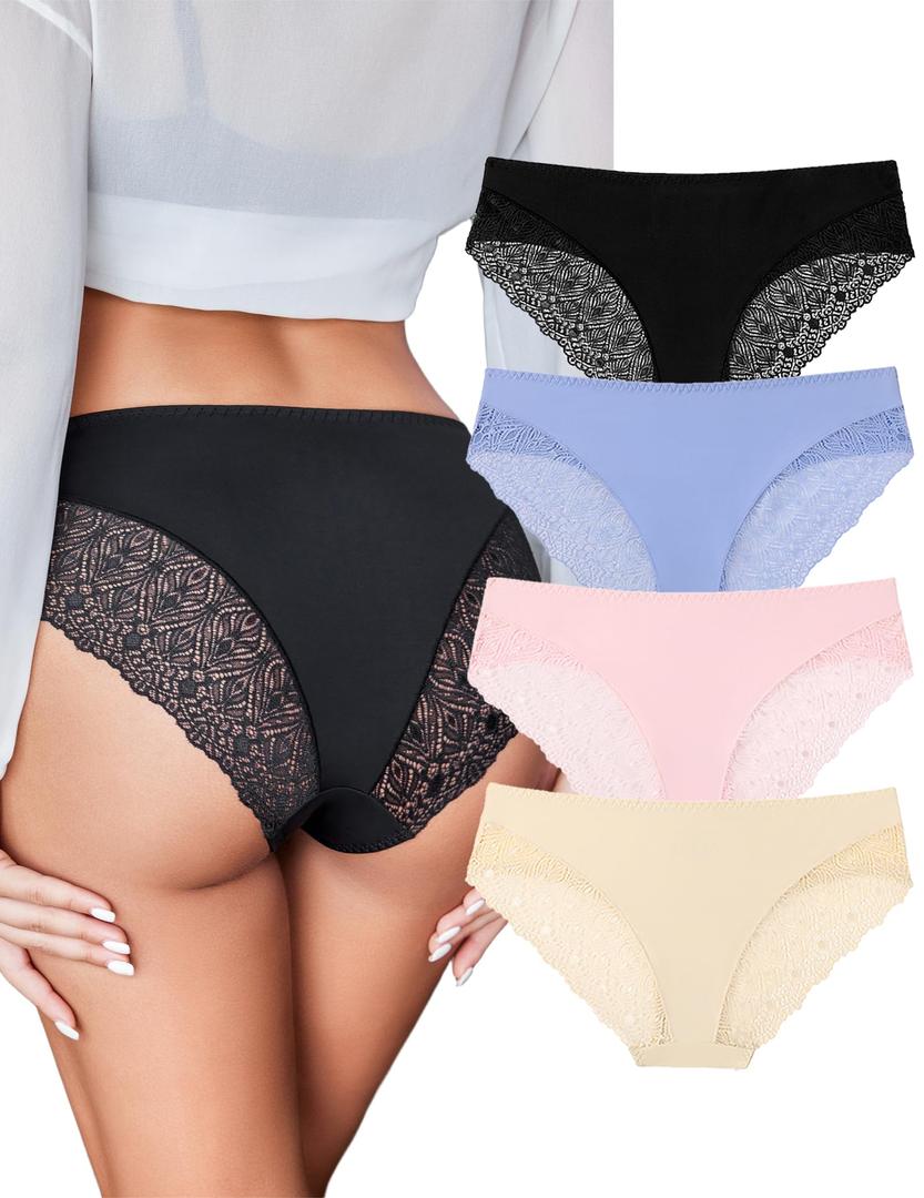 Avidlove Sexy Panties for Women Lace Cheeky Bikini Underwear Seamless Hipster, S