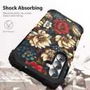 for Galaxy S25 5G Case,3 in 1 Oil Painting Flower Pattern Heavy Duty Shockproof Protection Silicone Rubber Bumper+Hard Plastic Protective Cover for Samsung Galaxy S25,Black Flower