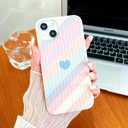 Compatible with iPhone 12 Heart Case for Women Girls,Aesthetic Cute Girly Cool Preppy Design,Slim Thin Shockproof Cell Phone Silicone Cover for iPhone 12Rainbow/Purple