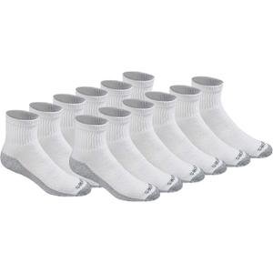 Dickies Men's Dri-tech Moisture Control Quarter Socks, 
White (12 Pairs), X-Large