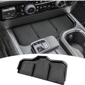 Center Console Organizer Tray Compatible with 2023 2024 2025 2026 Chevy Silverado 1500 and 2022 Refreshed Silverado 1500 Accessories (Full Console w/Bucket Seats) Dual-Layer Storage Cover Pocket Lid