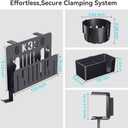 KDD 7 in 1 Desk Side Organizer Set, Under Desk Laptop Holder Storage, No Drill Laptop Stand Mount with 2 Cup Holder, Pen Holder, Headphone Hanger and 2 Pin Magnet, Detachable Hanging Stand