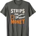 Electrician's Funny Strips for Money 0CEI2N T-Shirt, Asphalt Gray, 2XL