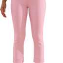 JAMfit Women's Pull-On Capri Pants Stretch High Waist Dressy Casual Cropped Pants with Pockets (Pink)