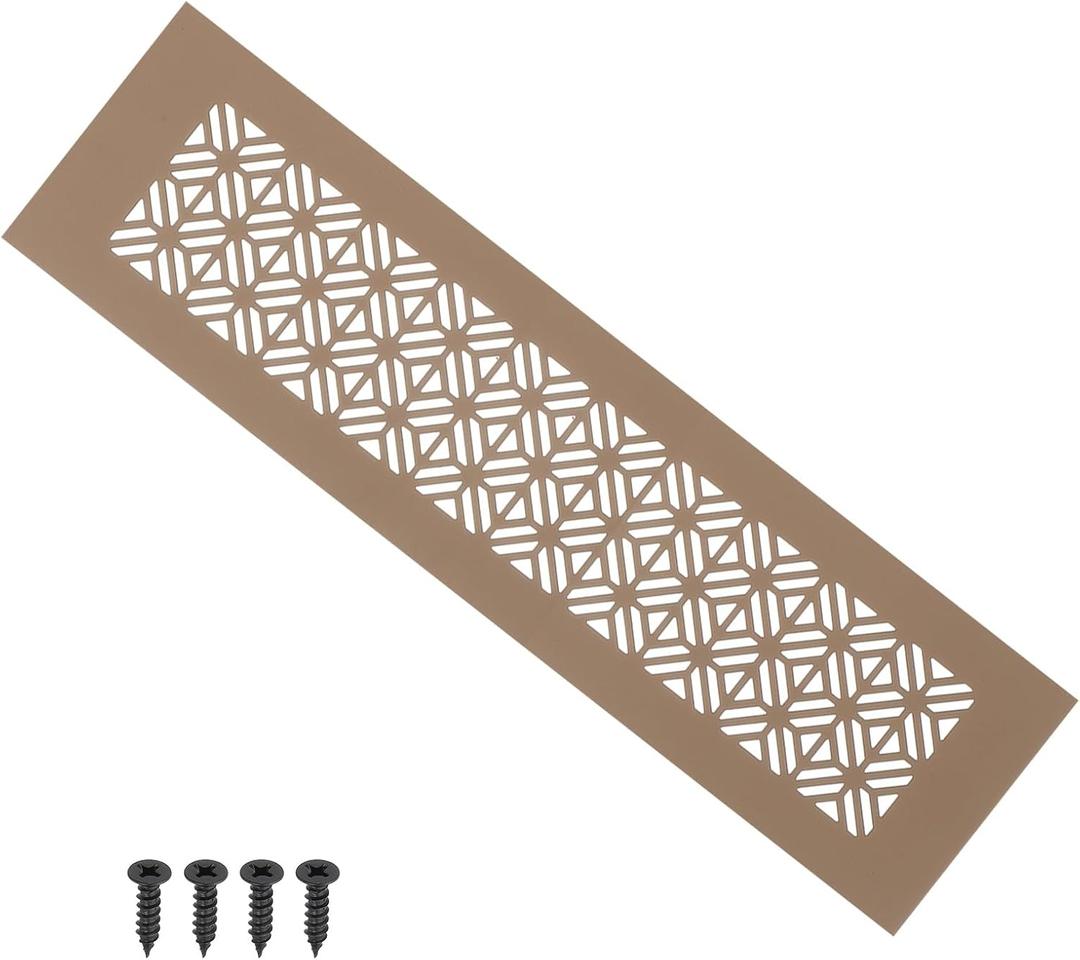 PATIKIL 12 x 3 Inch Door Air Vent Cover, Heavy Duty Aluminum Grille Ventilation Cover Louvered with Mounting Screws for Cabinet Wardrobe Door, Brown