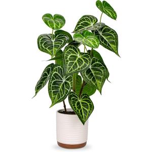 Fake Plants 21.7'' Tall Faux Plants Tall Artificial Plants Indoor with Pots Fake Potted Plants Artificial Decor Silk Plants Fake Crystallinum for Home Living Room Bedroom Bathroom Office Decoration