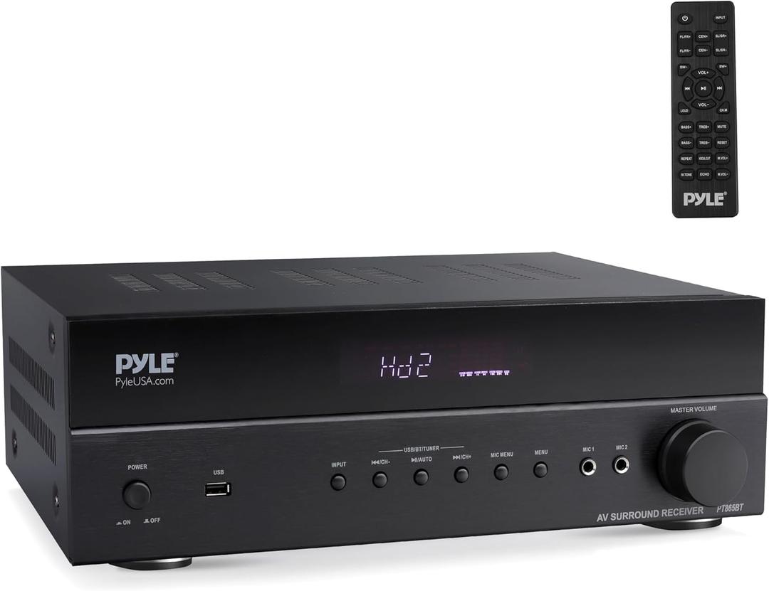 Pyle 5.2 Channel Hi-Fi Home Theater Receiver - 1000W MAX Wireless BT Surround Sound Stereo Amplifier System with 4k Ultra HD Support, MP3/USB/DAC, Ideal for Immersive Home Audio Experience