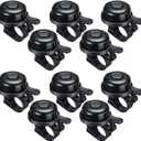 BBTO 10 Pcs Aluminum Alloy Clear Sound Bike Bell Black Loud Crisp Bicycle Bell Scooter Tricycle Mountain Bike Accessories for Boy Girl Kids Adults, Left and Right