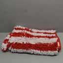 Dunzy Xmas Red and White Striped Bathroom Rug Chenille Bath Mat Candy Cane Area Rug Non Slip Microfiber Soft Washable Absorbent Floor Mat for Shower Bedroom Kitchen Decor(Red White,20 x 31.5 Inch)