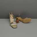 Women's Block High Heels Square Open Toe Strappy Sandals Party Wedding Ankle Strap Shoes (7, Light Gold)
