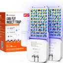 Mosalogic Fruit Fly Traps for Indoors Gnat Trap for House Indoor-600 Sqft Protection Area UV Fly Insect Trapper for Fruit FliesGnatsMosquitoand Other Flying Insect Plug-in Bug Killer White 2Pack