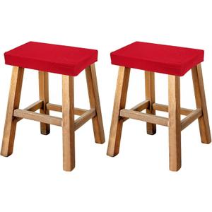 Uxcell Bar Stool Cover Rectangle, Stretch Washable Saddle Counter Vanity Barstool Slipcover Seat Cushion Protector with Elastic Band for Wooden Metal Bench Chair (Red, 2Pcs)