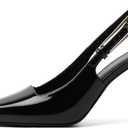 RIBONGZ Slingback Heels for Women Closed Pointed Toe Stiletto High Heels Dress Sexy Pumps Heeled Wedding Bride Prom Party Evening Dressy Shoes
 (7, Black Patent)