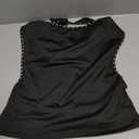 .Women Studded Halter Cowl Neck Sleeveless Y2k Punk Shirt Backless Drape Top Rave Cami Tank Going Out Club Vest (Black, S)