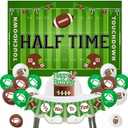 Football Half Birthday Decorations, Football Half Time Backdrop 1/2 Way to First Banner Glitter Paper Happy Birthday Cake Topper with Latex Balloons for Baseball Touchdown 6 Month Birthady Supplies