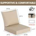 Goodgoods 24 x 24 Sunbrella Outdoor Patio Deep Seat Cushions 2-Pack, Fade-Resistant & Water-Resistant Furniture Chair Cushions with 30D High-Resilience Foam for Sofa, Antique Canvas Beige, 24''x24''x5.5''