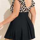 NIeyook Plus Size One Piece V Neck Swimdress Ruffle Wrap Bathing Suit for Women Cutout Swim Suit Tummy Control Swimsuit (Black) 16W